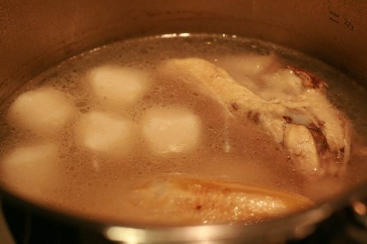 Chicken Soup made with whole chicken and spare ribs